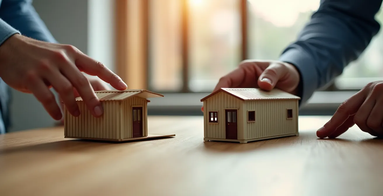 Mains comparant deux options de stockage sur table